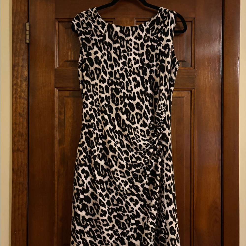 Catherine Malandrino Black and White Animal Print Midi Dress